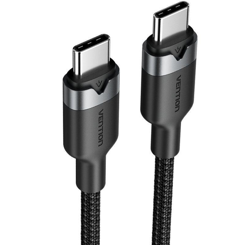 CABLE USB-C VENTION TIPO USB-C/M - USB-C/M 3A 60W 2M ALUMINIO BLACK